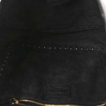 Valentino Garavani Pebbled Calfskin Rockstud Flip Lock Flap Messenger Satchel Black 5 of 9