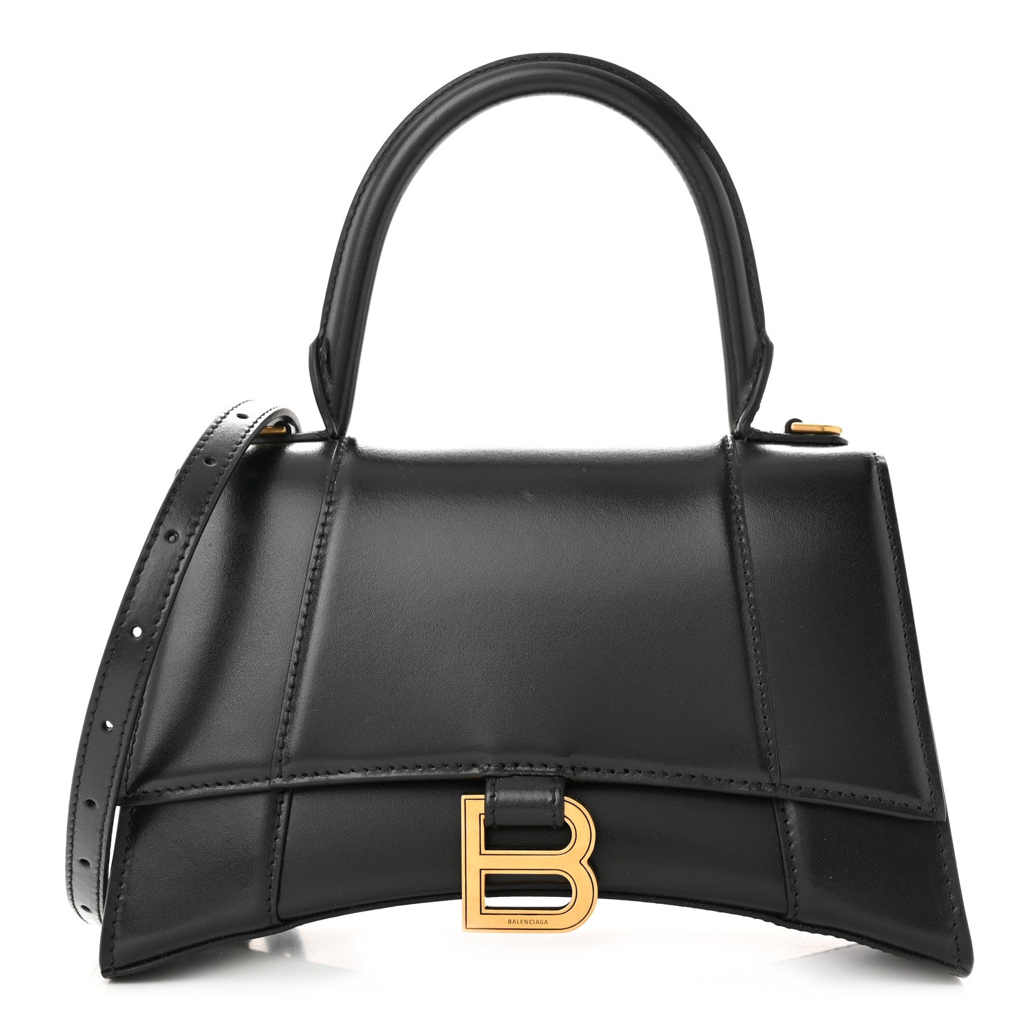 Balenciaga Shiny Box Calfskin Small Hourglass Top Handle Bag Black 1 of 10