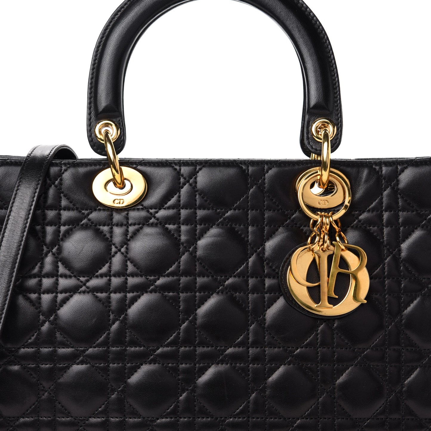 Lambskin Cannage Large Lady Dior Black