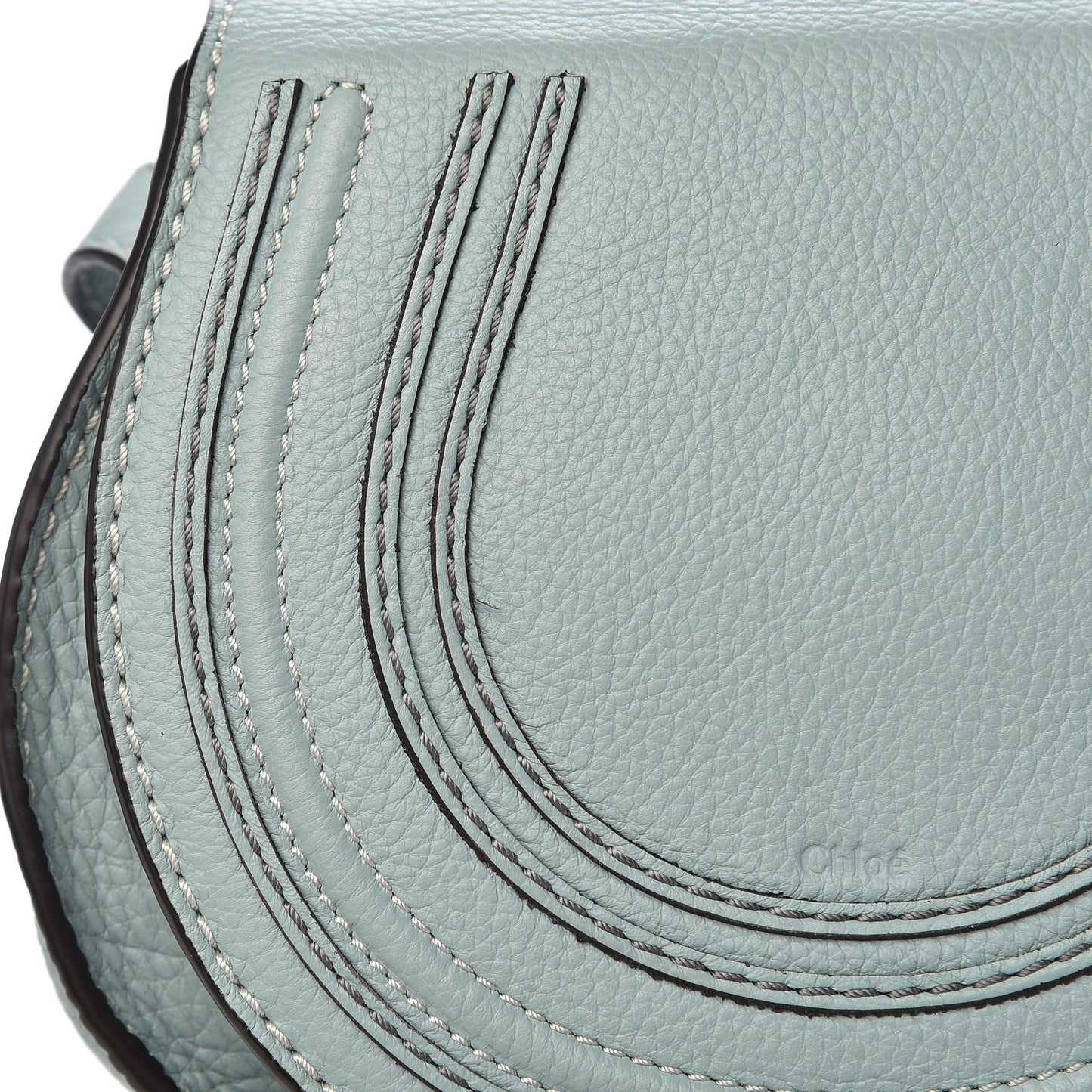 Calfskin Mini Marcie Round Crossbody Bag Faded Blue