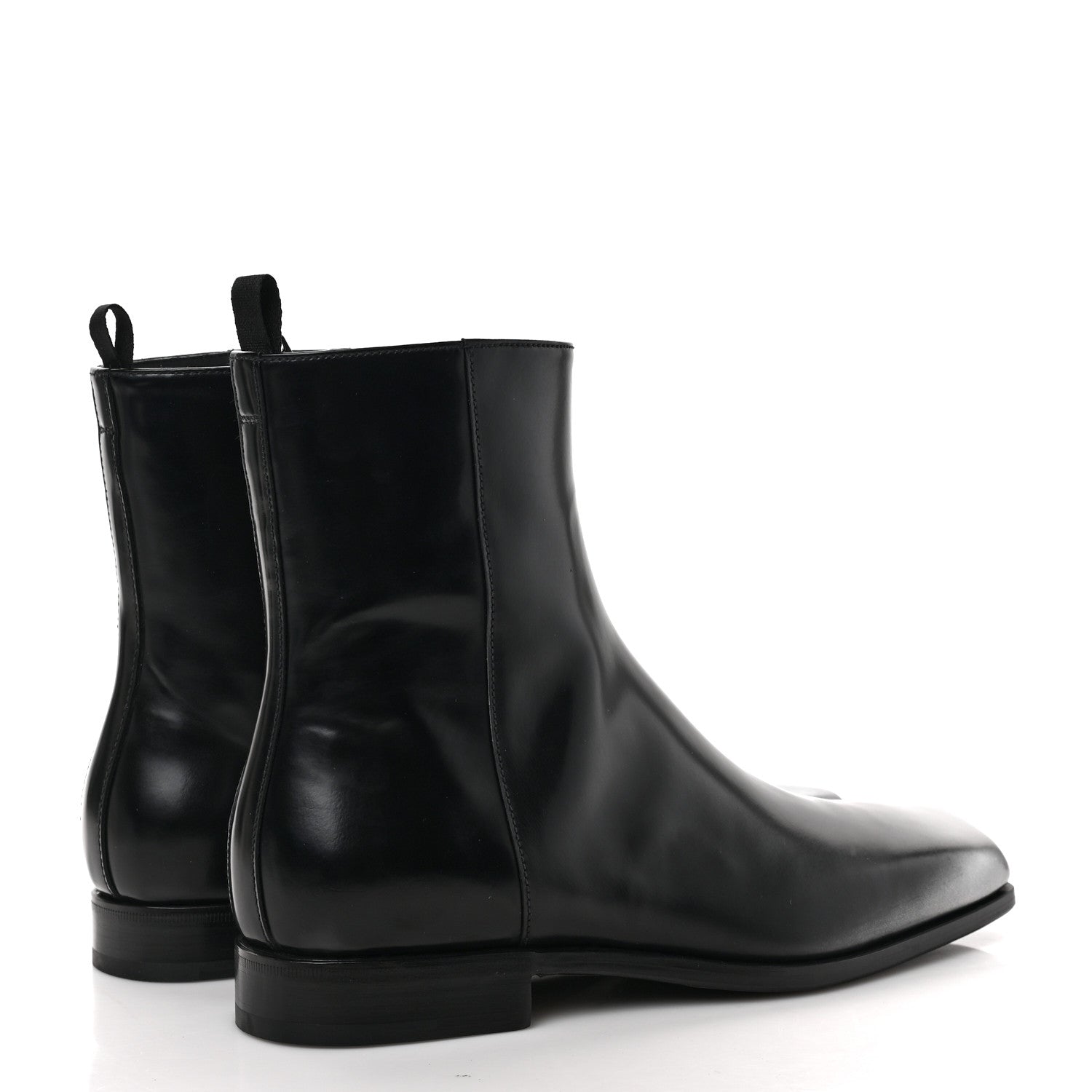 Prada Spazzolato Sfumato Mens Square Toe Ankle Boots 8 Black Argento 4 of 9
