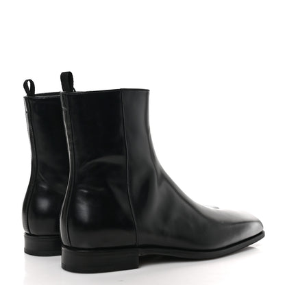 Prada Spazzolato Sfumato Mens Square Toe Ankle Boots 8 Black Argento 4 of 9