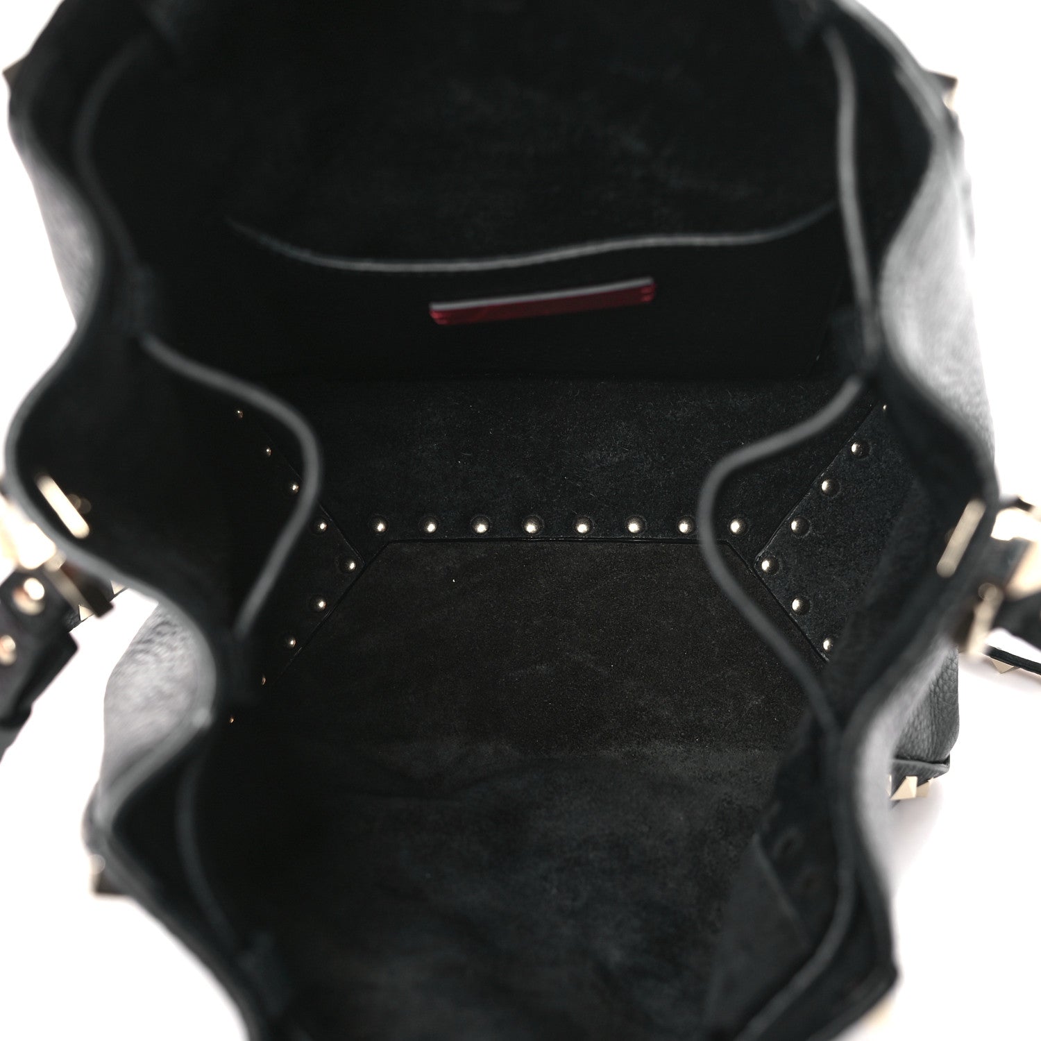 Valentino Garavani Grained Calfskin Rockstud Bucket Bag Black 5 of 9