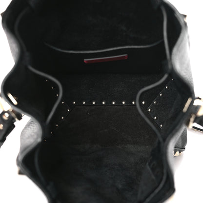 Valentino Garavani Grained Calfskin Rockstud Bucket Bag Black 5 of 9
