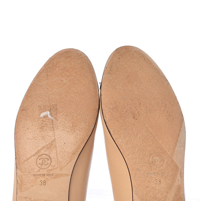 Chanel Lambskin Cap Toe CC Ballerina Flats 38 Beige Black 11 of 16