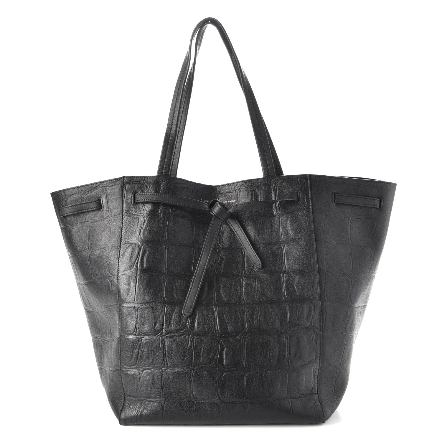 Celine Crocodile Embossed Calfskin Medium Belt Cabas Phantom Black 1 of 7