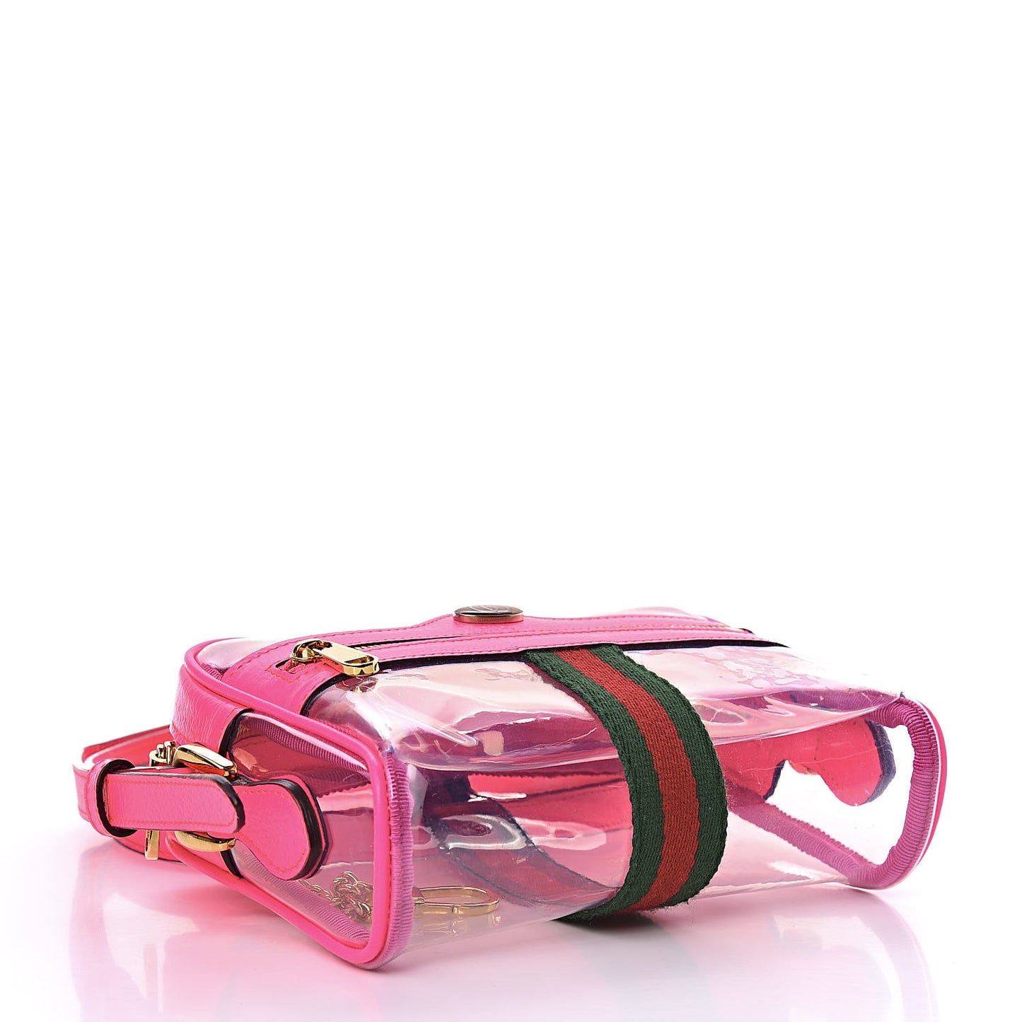 Vinyl Web Mini Ophidia Transparent Shoulder Bag Fluorescent Fuchsia