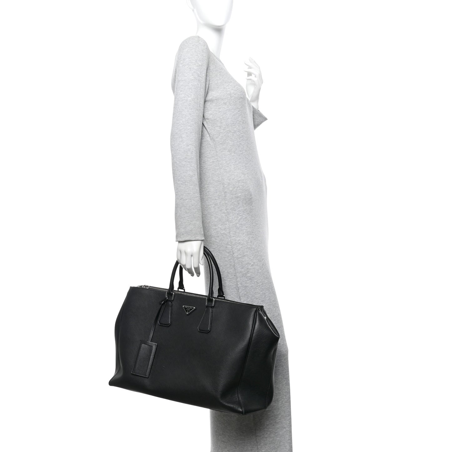 Saffiano Travel Extra Large Galleria Double Zip Tote Black