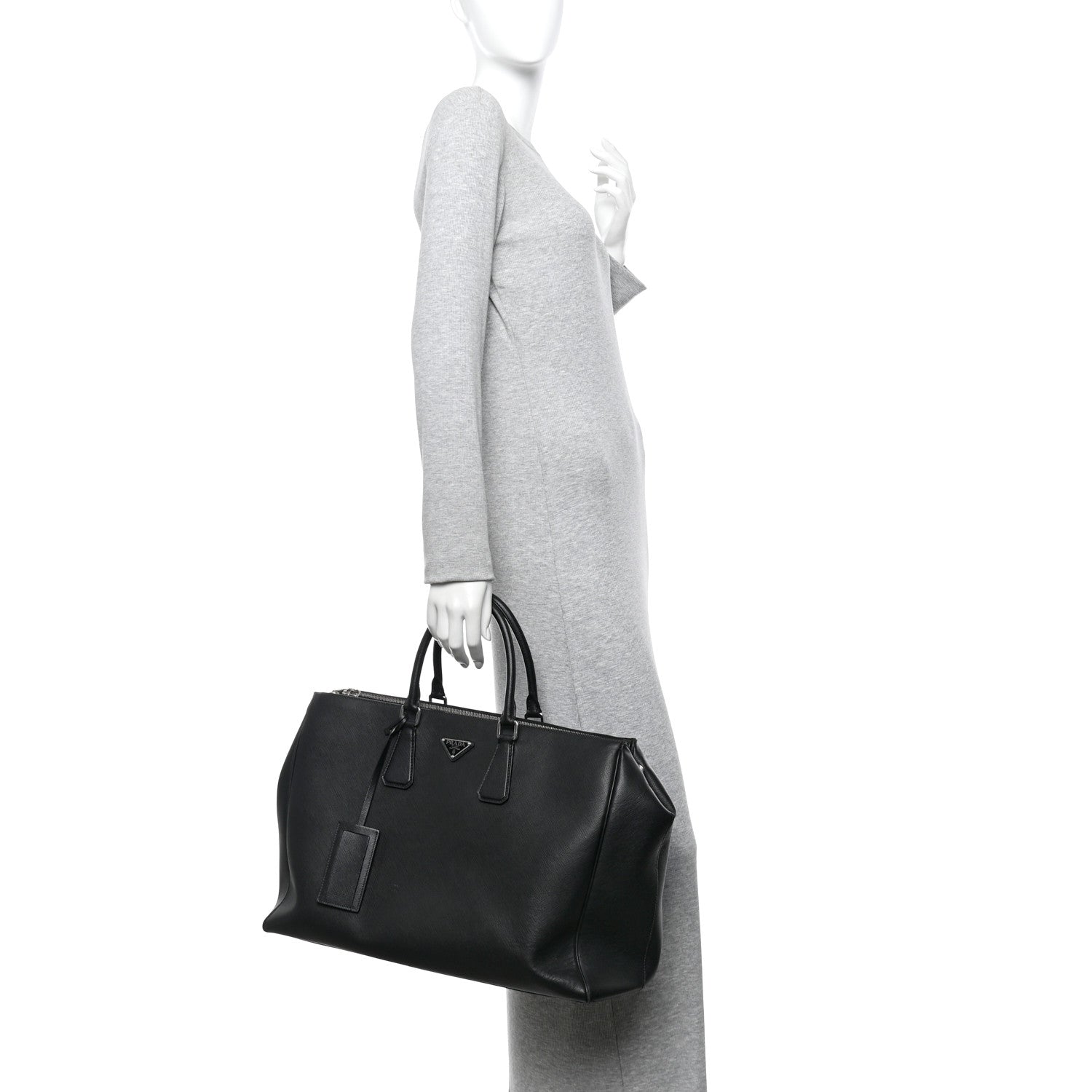 Prada Saffiano Travel Extra Large Galleria Double Zip Tote Black 2 of 9