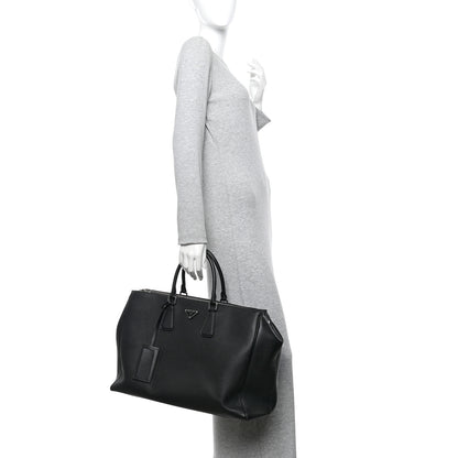 Prada Saffiano Travel Extra Large Galleria Double Zip Tote Black 2 of 9