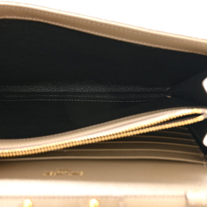 Saint Laurent Grain De Poudre Mixed Matelasse Triquilt Monogram Chain Wallet Dark Beige 5 of 11