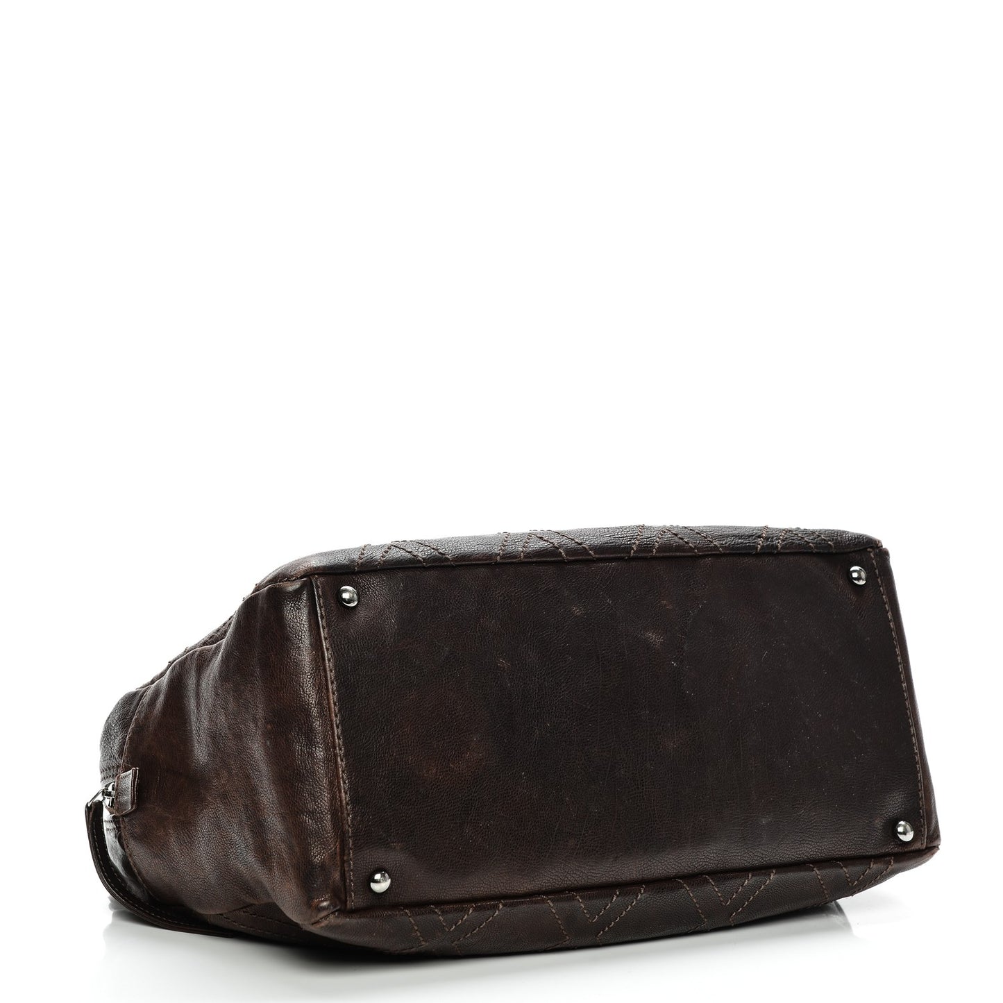 Calfskin Large Diamond Stitch Tote Brown