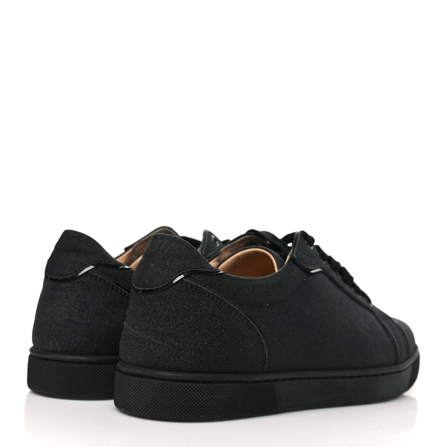Christian Louboutin Glitter Calfskin Vieira Flat Sneakers 40 Black 5 of 9