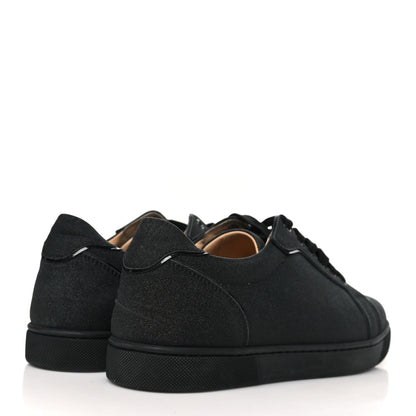 Christian Louboutin Glitter Calfskin Vieira Flat Sneakers 40 Black 5 of 9