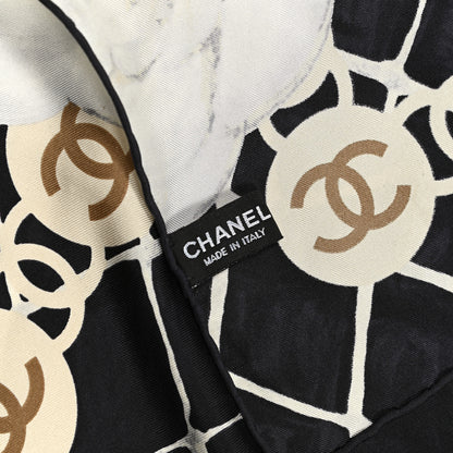 Chanel Silk Camellia CC Square Scarf Black 2 of 3