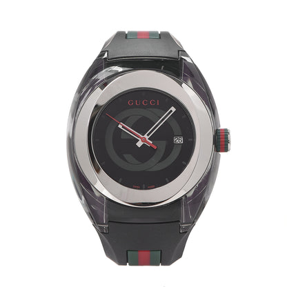 Gucci Stainless Steel Rubber 46mm Sync Web Quartz Watch Black 1 of 5