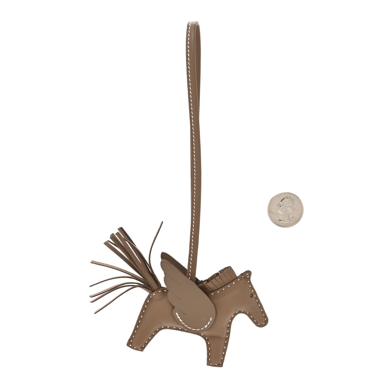 Hermes Milo Lambskin Grigri Rodeo Pegase Horse Bag Charm PM Etoupe 2 of 5