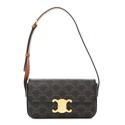 Celine Canvas Calfskin Triomphe Shoulder Bag Tan 1 of 11