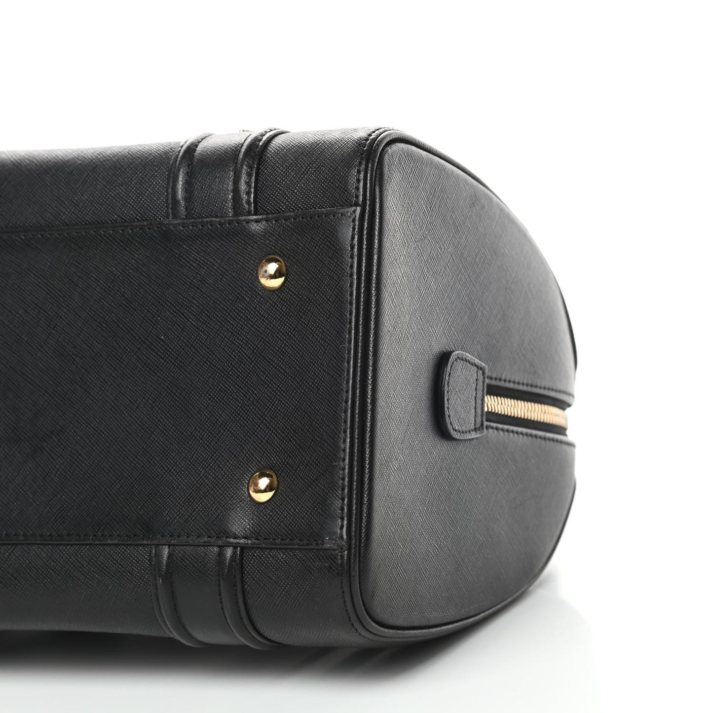 Grained Calfskin Studded Boston Bag Black
