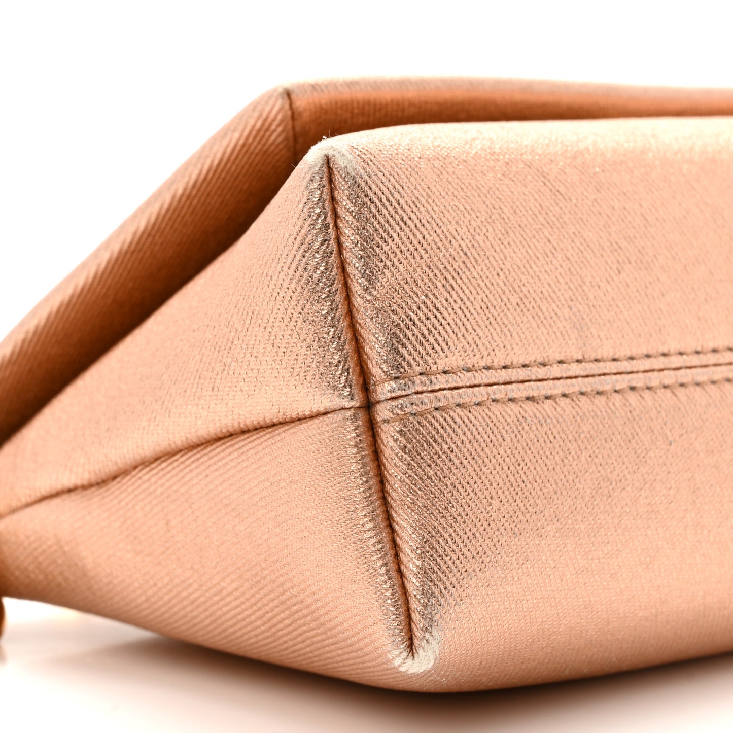 Coated Metallic Denim Mini Label Chain Shoulder Bag Iced Nude