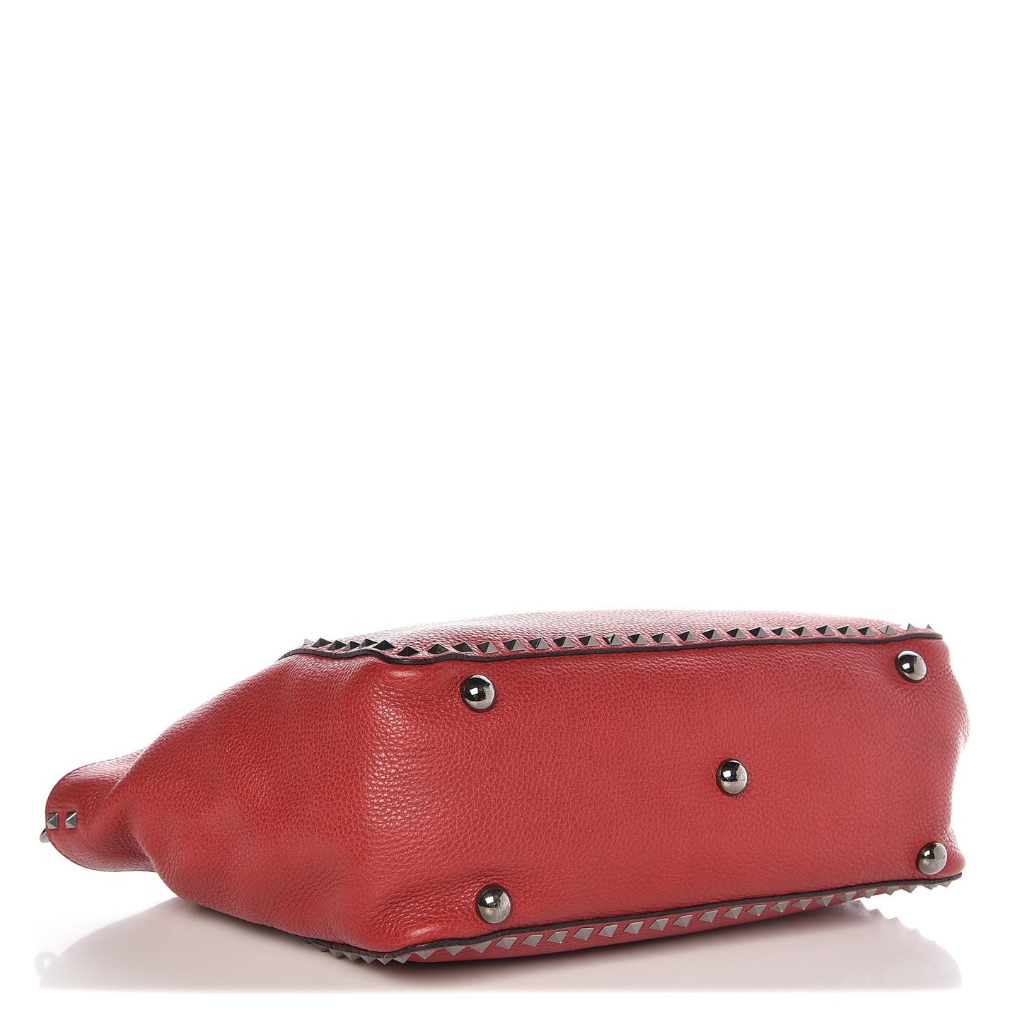 Pebbled Calfskin Medium Rockstud Tote Rosso Valentino