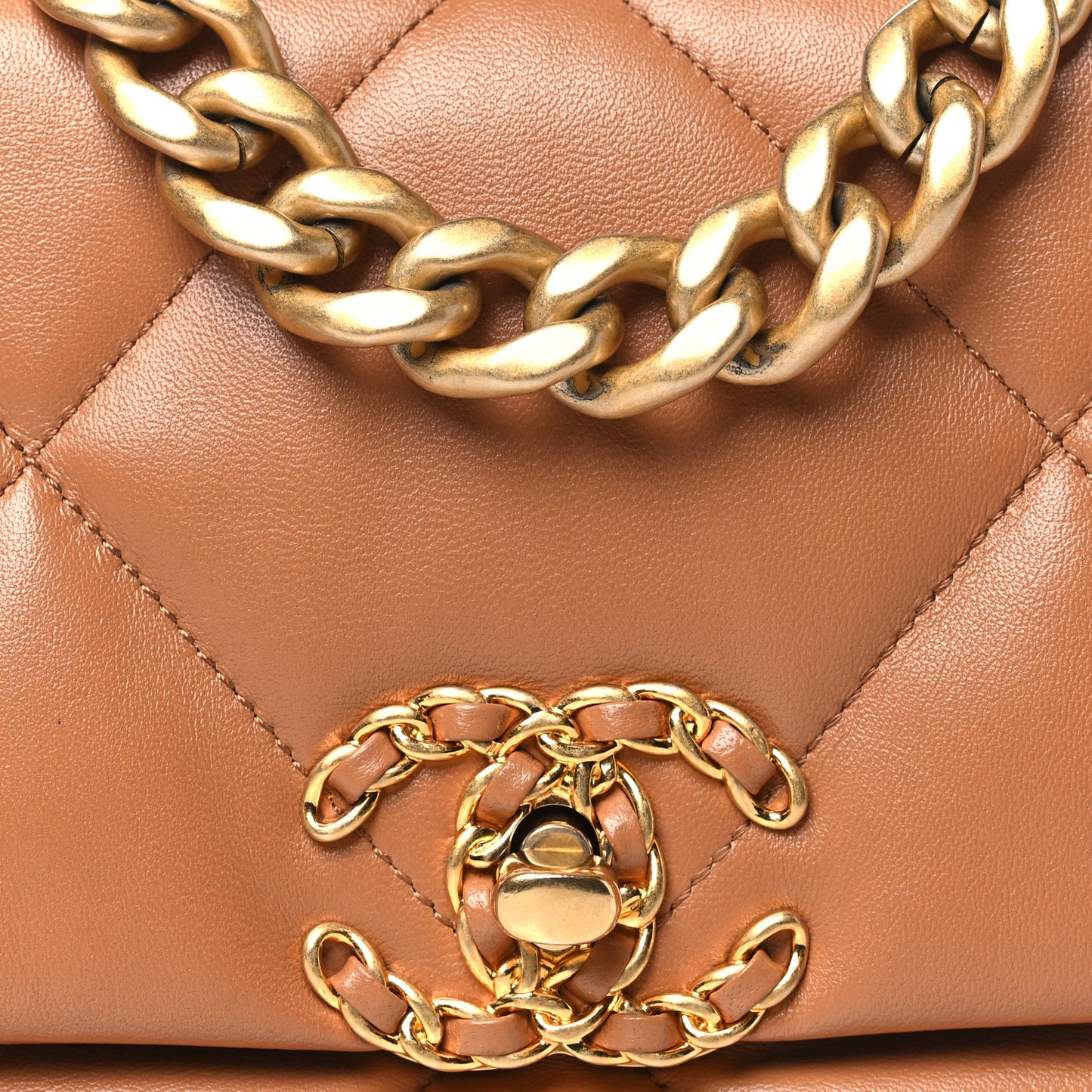 Lambskin Quilted Medium Chanel 19 Flap Brown