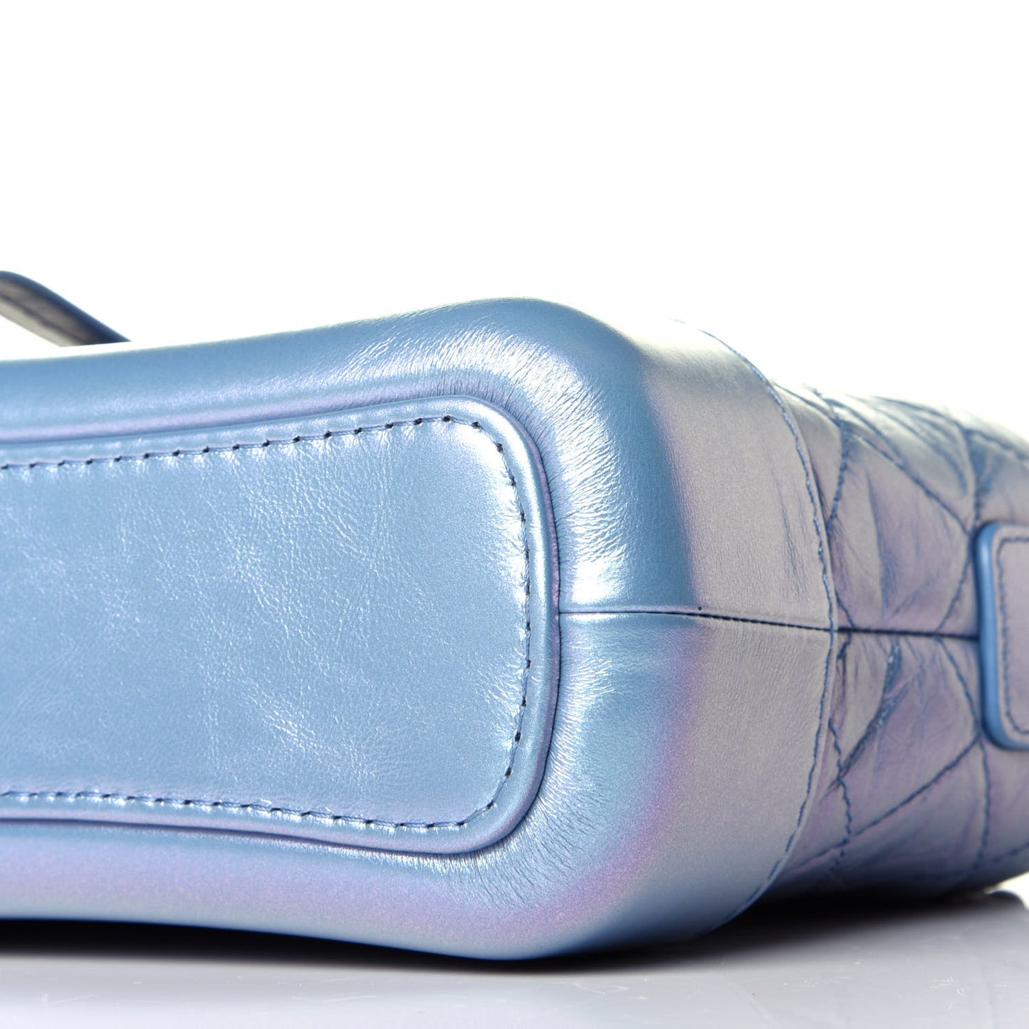 Iridescent Aged Calfskin Quilted Small Gabrielle Hobo Blue