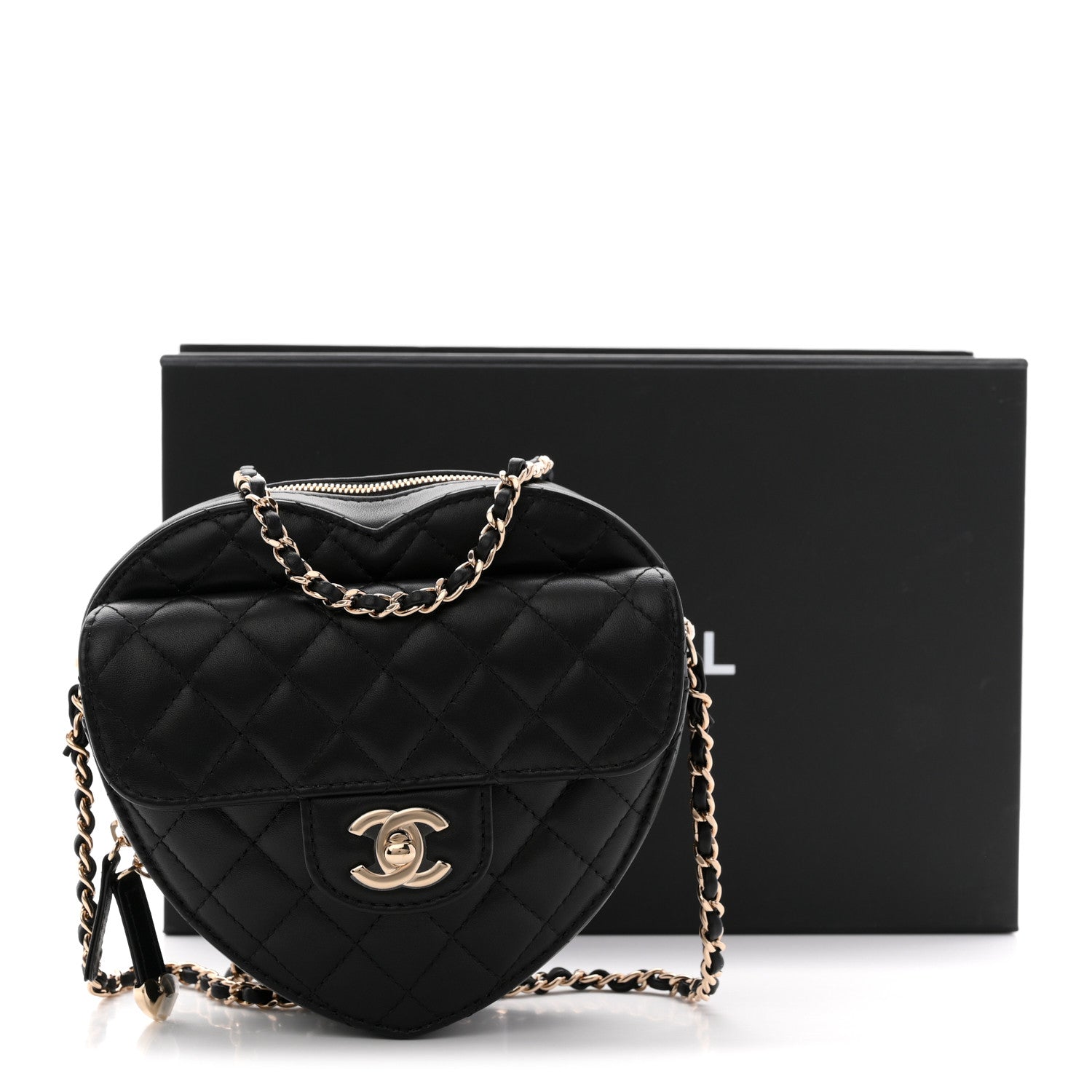 Chanel Lambskin Quilted CC In Love Heart Bag Black 11 of 11