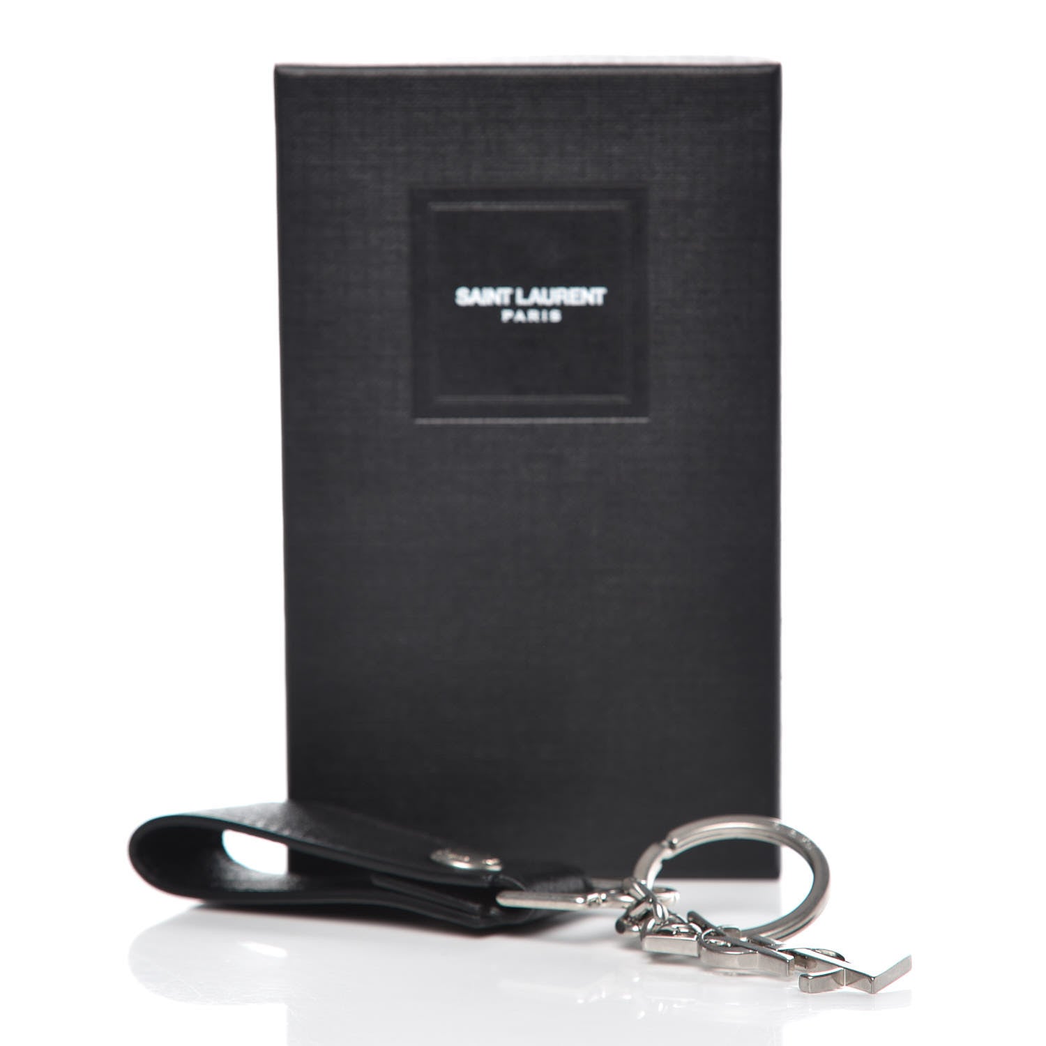 Saint Laurent Calfskin Monogram Key Ring Black 3 of 3