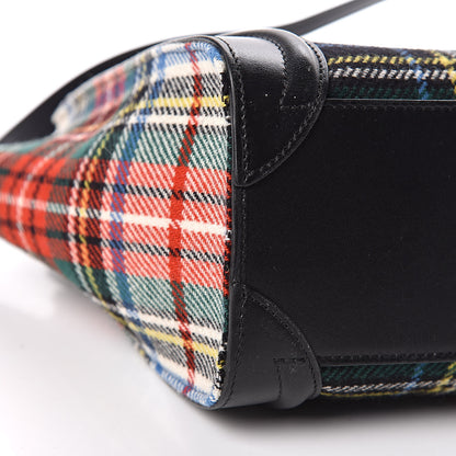 Celine Tartan Calfskin Nano Luggage Red Blue 10 of 11