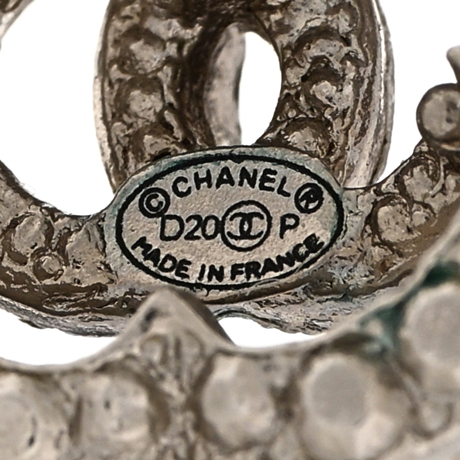 Chanel Crystal Coco Flapper Camellia CC Stud Earrings Silver 4 of 5