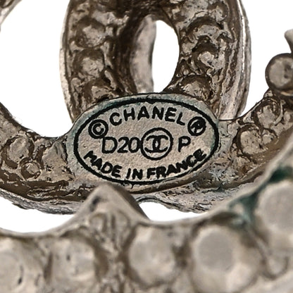 Chanel Crystal Coco Flapper Camellia CC Stud Earrings Silver 4 of 5