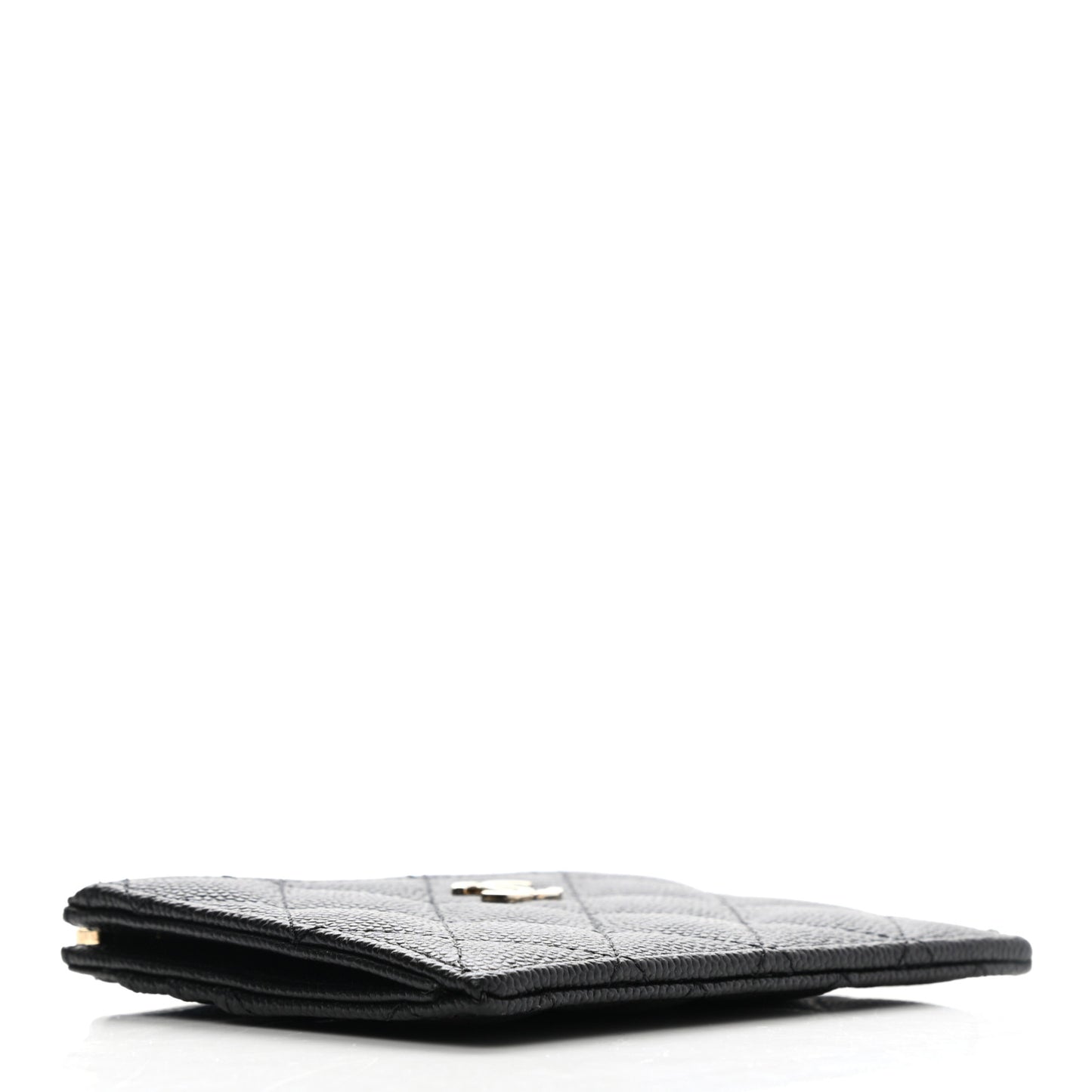 Caviar Quilted CC Zip Card Holder Black