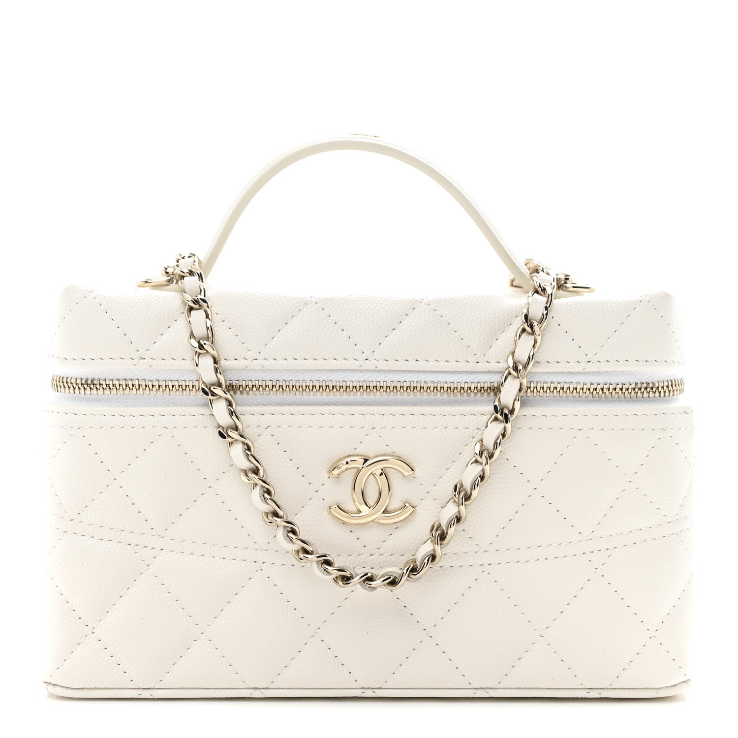 Chanel Caviar Quilted Trendy Handle Slim Vanity White 1 of 11