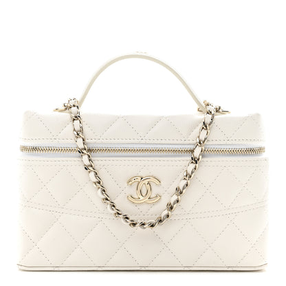 Chanel Caviar Quilted Trendy Handle Slim Vanity White 1 of 11