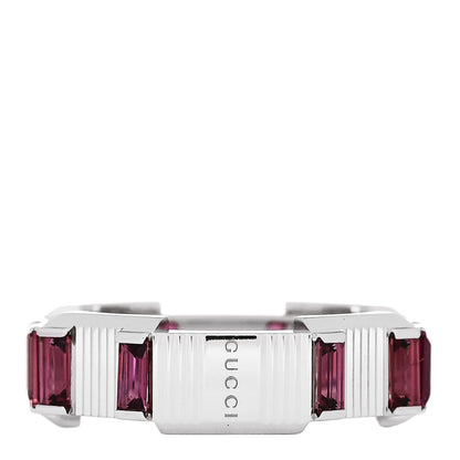 Gucci 18K White Gold Rubellite 7mm Link to Love Ring 53 6.25 1 of 6