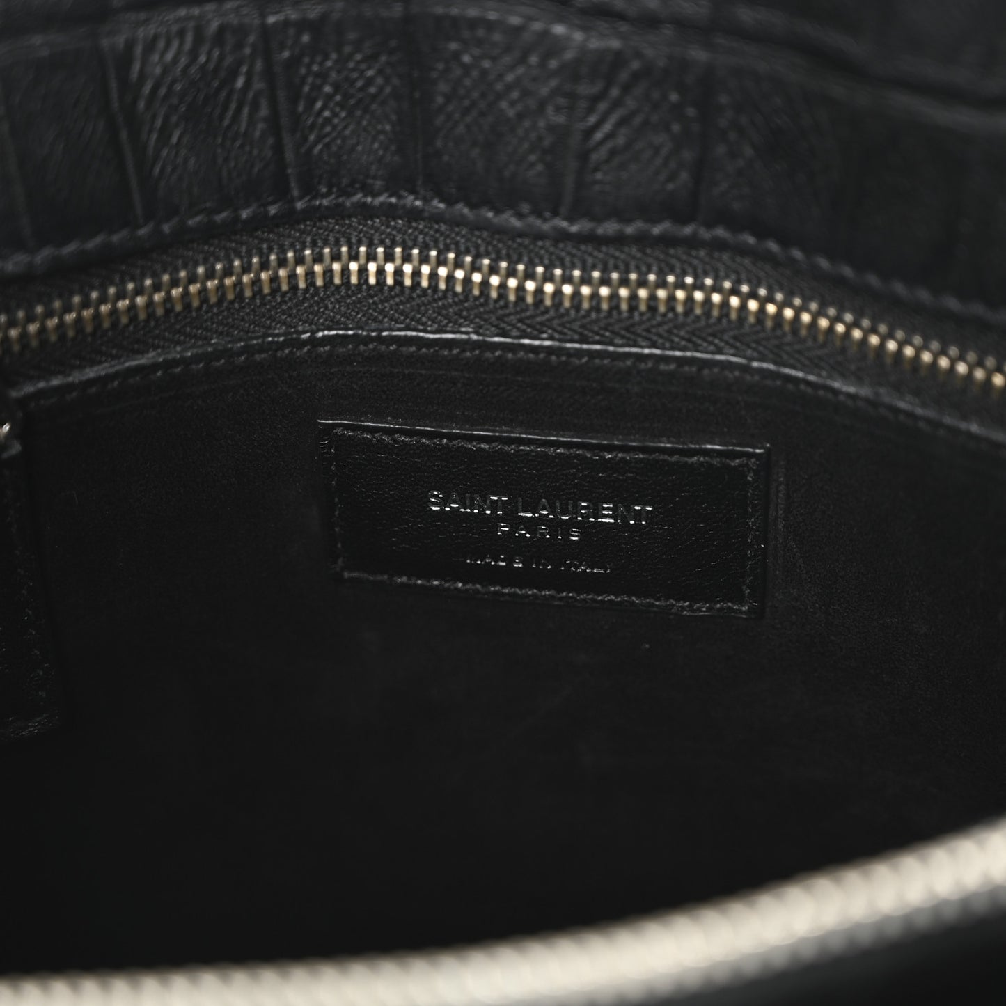 Calfskin Crocodile Embossed Small Supple Sac de Jour Black