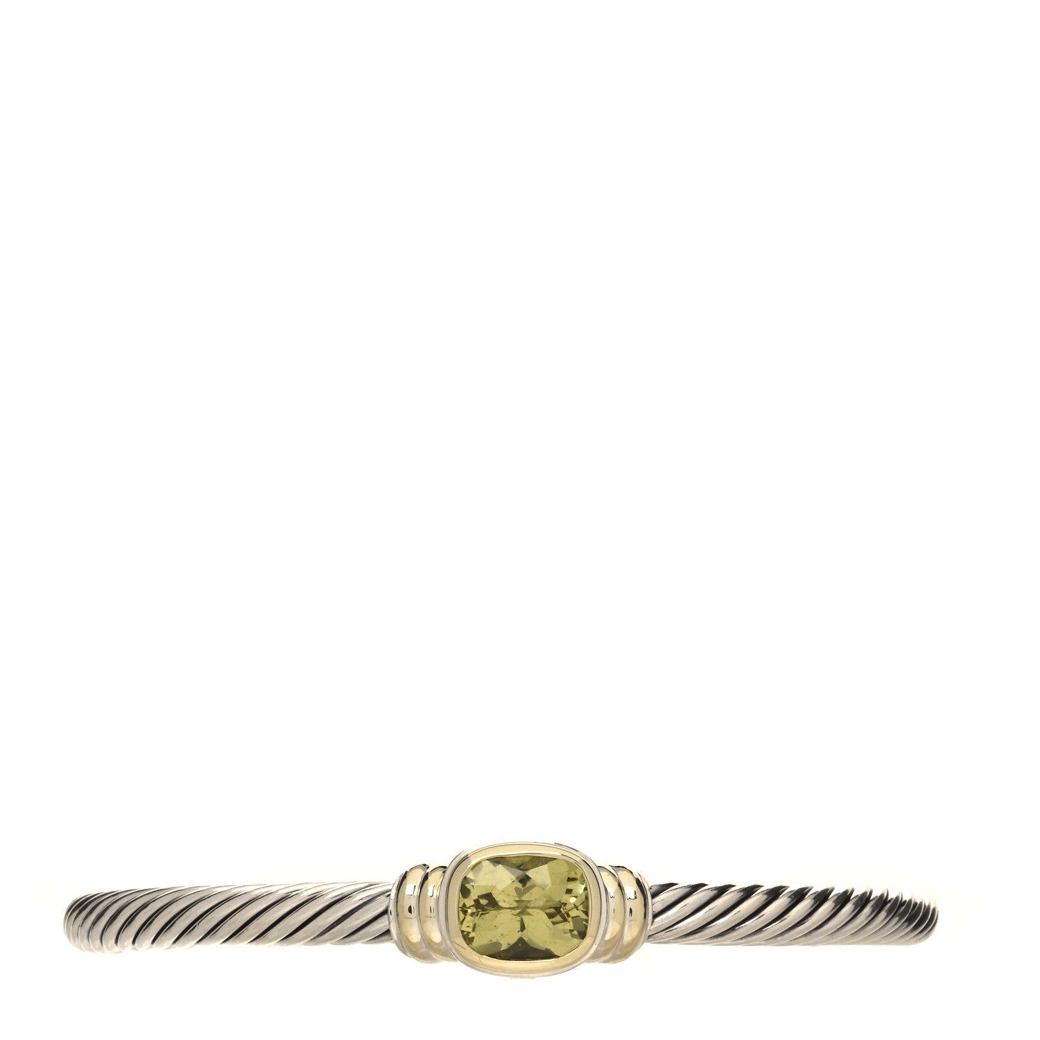 David Yurman Sterling Silver 14K Yellow Gold Lemon Quartz 5mm Noblesse Cable Bracelet 1 of 4