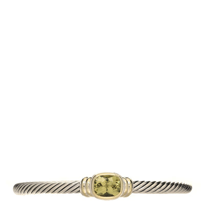 David Yurman Sterling Silver 14K Yellow Gold Lemon Quartz 5mm Noblesse Cable Bracelet 1 of 4