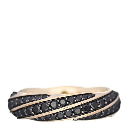 David Yurman 18K Yellow Gold Black Diamond 6mm Cable Edge Band Ring 59 8.75 1 of 4
