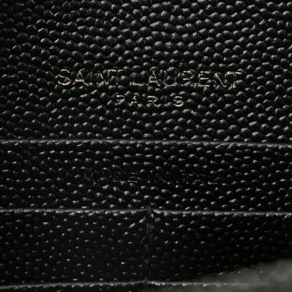 Saint Laurent Grain De Poudre Matelasse Chevron Monogram Monochrome Envelope Chain Wallet Black 5 of 10