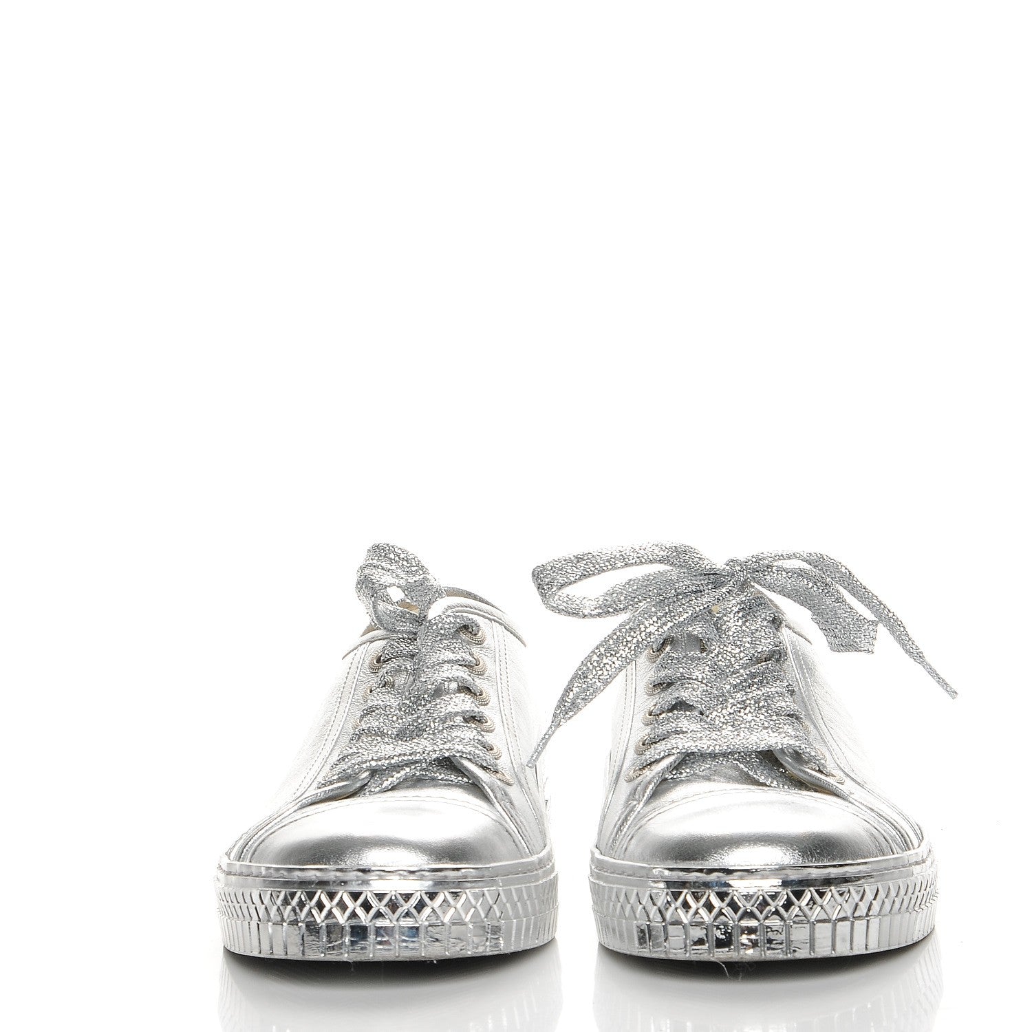 Chanel Laminated Lambskin Sneakers 40 Silver 2 of 12
