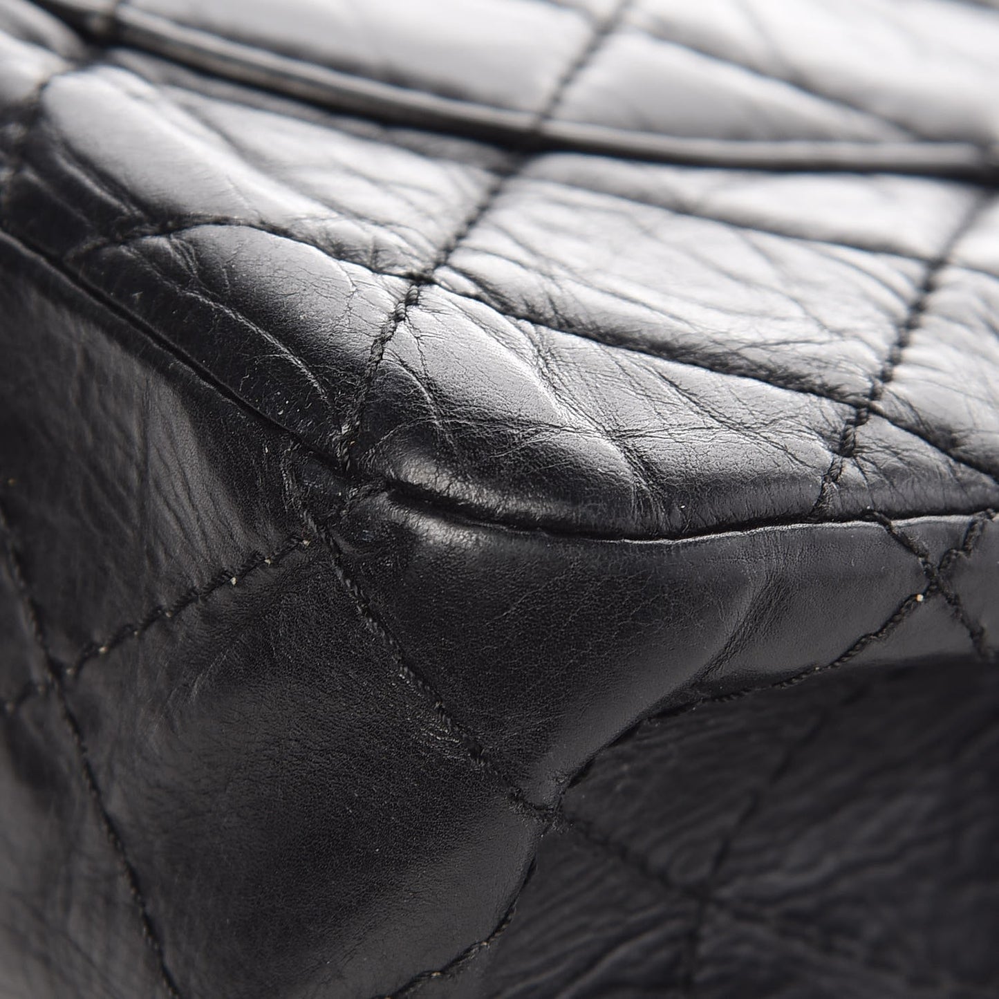 Aged Calfskin Quilted 2.55 Reissue 227 Flap Black