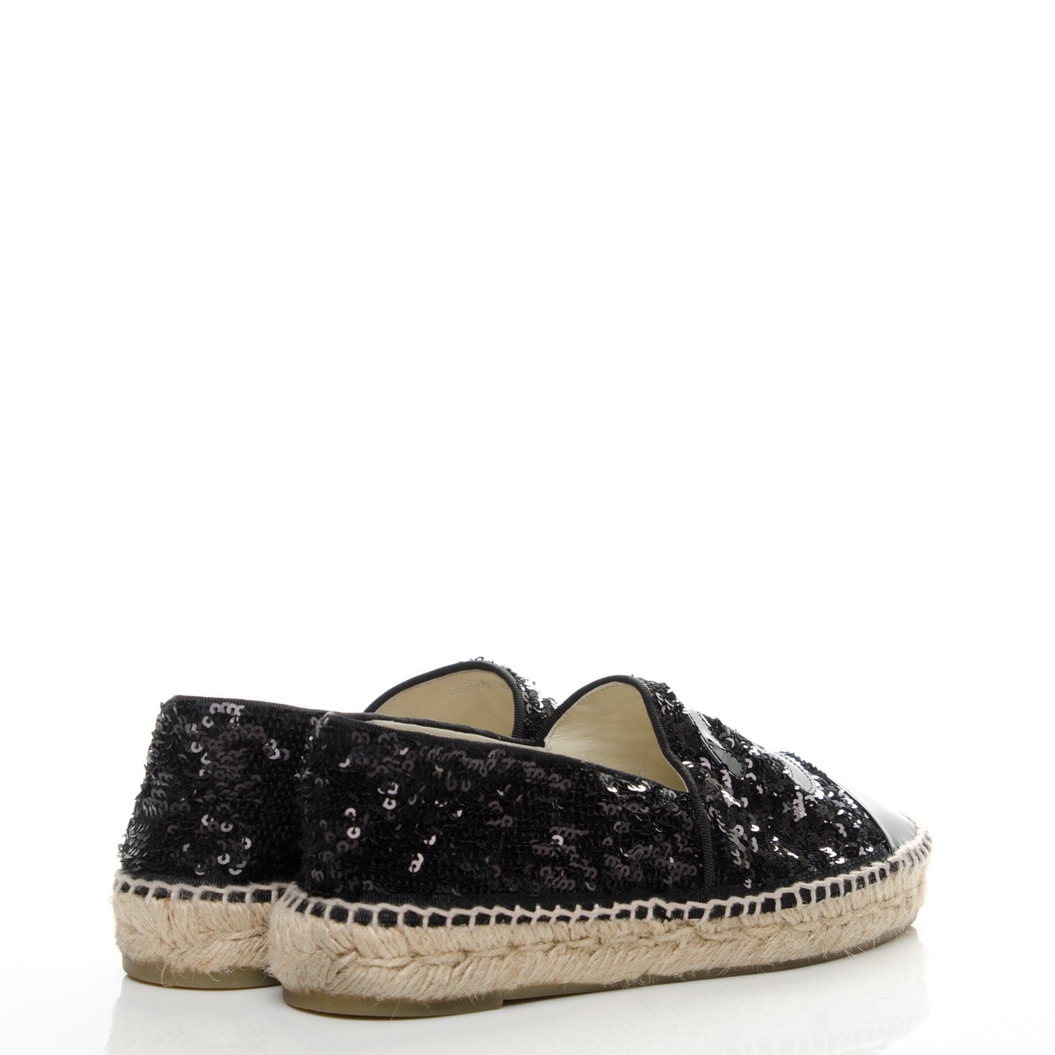 Chanel Patent Sequin CC Espadrilles 37 Black 4 of 8