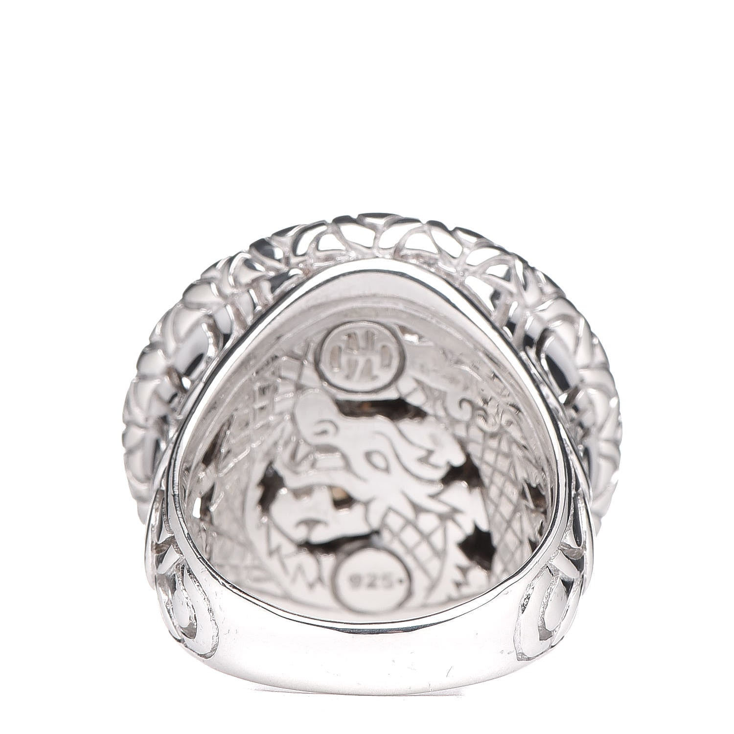 John Hardy Sterling Silver Diamond Naga Round Ring 54 7 4 of 6