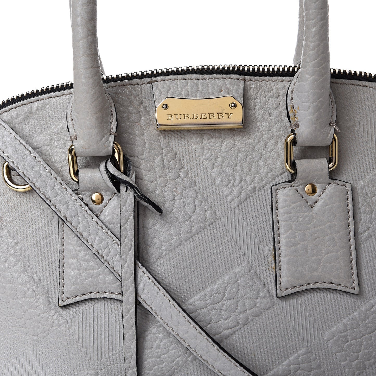 Heritage Grain Check Embossed Small Orchard Bowling Bag Pale Grey