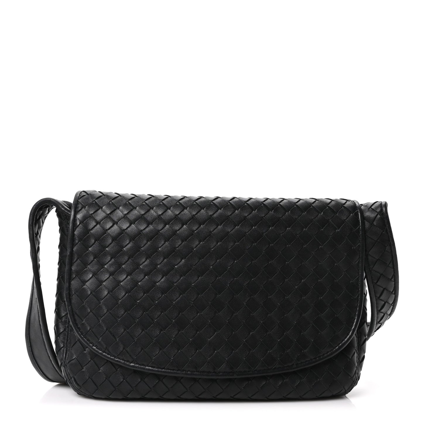 Nappa Intrecciato Medium Veneto Messenger Bag Black
