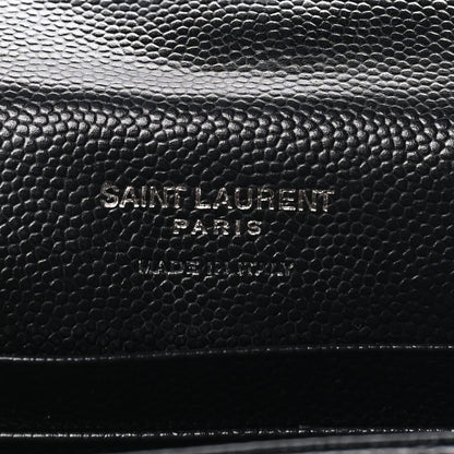 Saint Laurent Grain De Poudre Matelasse Chevron Small Monochrome Monogram Envelope Wallet Black 6 of 7
