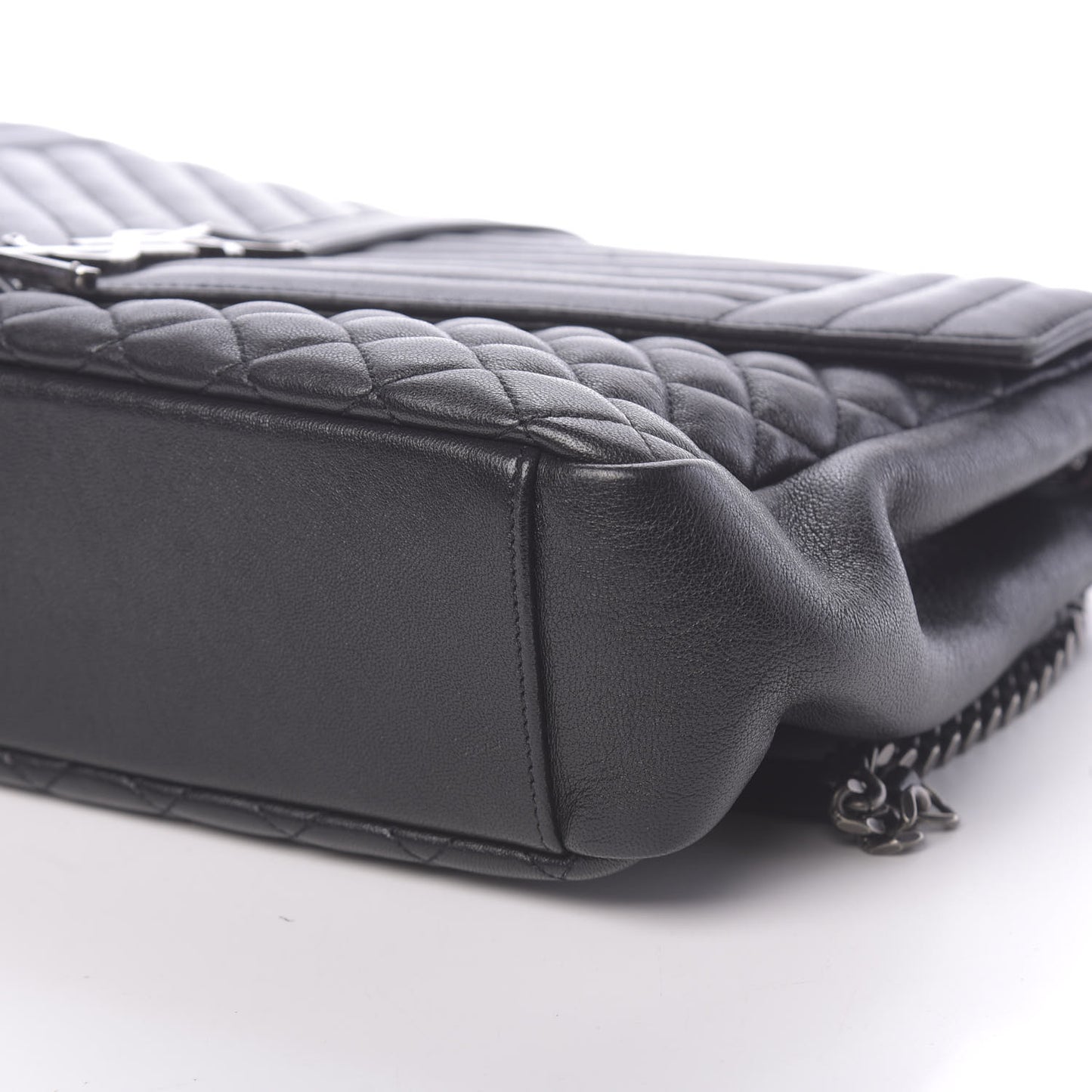 Calfskin Mixed Matelasse Triquilt Large Monogram Satchel Black