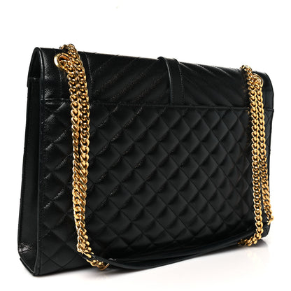 Saint Laurent Grain De Poudre Textured Mixed Matelasse Large Triquilt Monogram Satchel Black 2 of 10